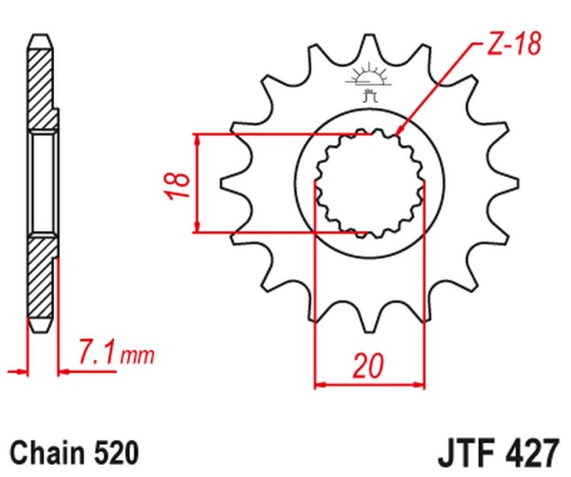 JT ZĘBATKA PRZEDNIA 432 11 SUZUKI RM 125 '92-'07, RMZ 250 '10-'12 (43211JT) (ŁAŃC. 520) (1)