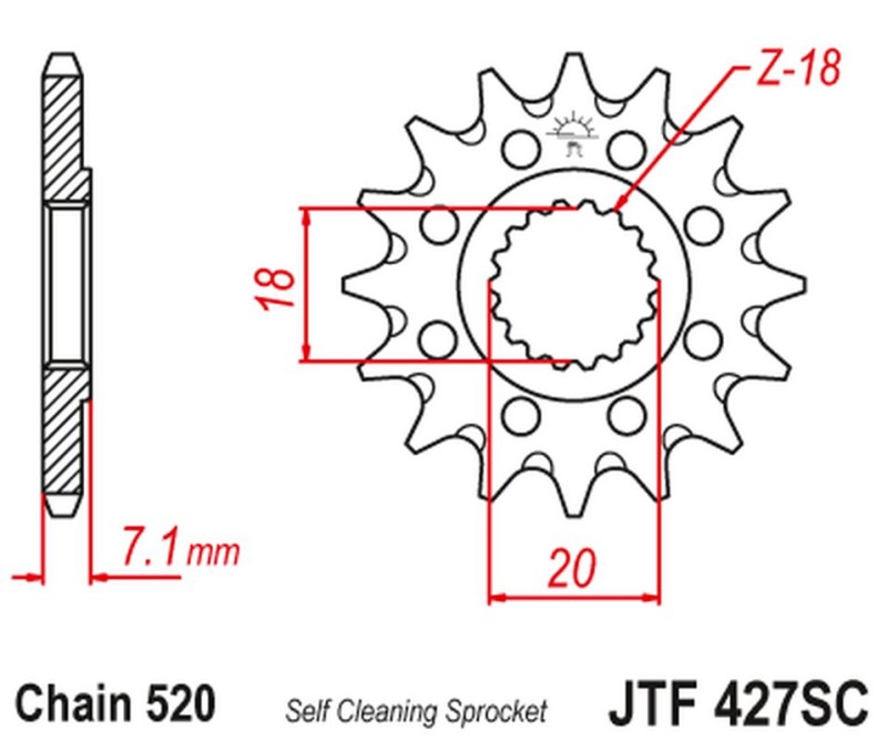 JT ZĘBATKA PRZEDNIA 432 13 SUZUKI RM 125 '92-'07, RMZ 250 '10-'12 SAMOOCZYSZCZAJĄCA (43213JT) (ŁAŃC. 520) (1)