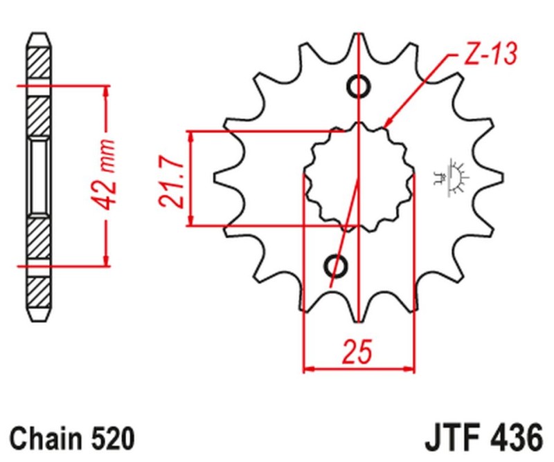 JT ZĘBATKA PRZEDNIA 438 14 SUZUKI GSX 400 F '81-'86, RG 250 GAMMA '83-'88 (43814JT) (ŁAŃC. 520) - MOŻE ZASTĄPIĆ JTF565.14 (1)