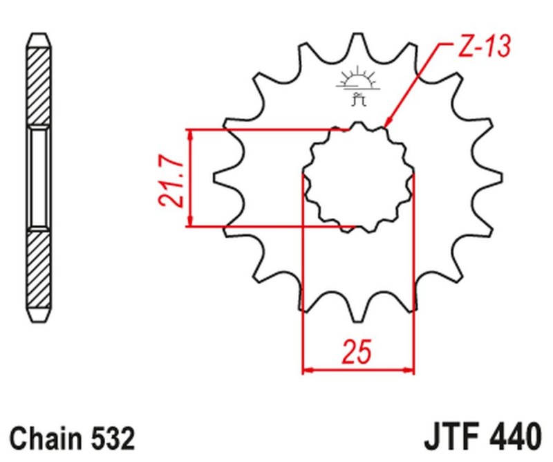 JT ZĘBATKA PRZEDNIA 429 14 SUZUKI GSXR 1100 '89-'97, RF 900 (42914JT) (ŁAŃC. 532)NA ZAMÓWIENIE (1)