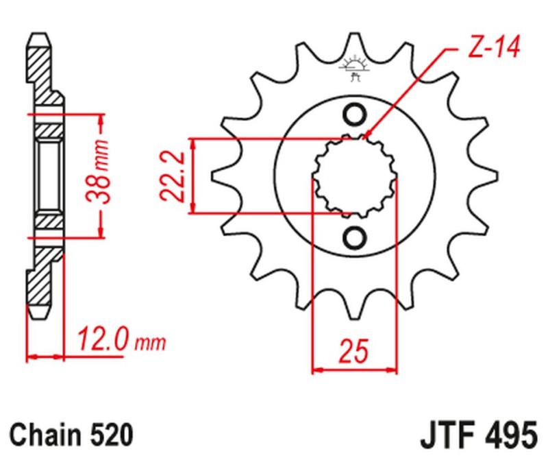 JT ZĘBATKA PRZEDNIA 495 15 DUCATI PASO SPORT 750 '86-90' (49515JT) (ŁAŃC. 520) (1)