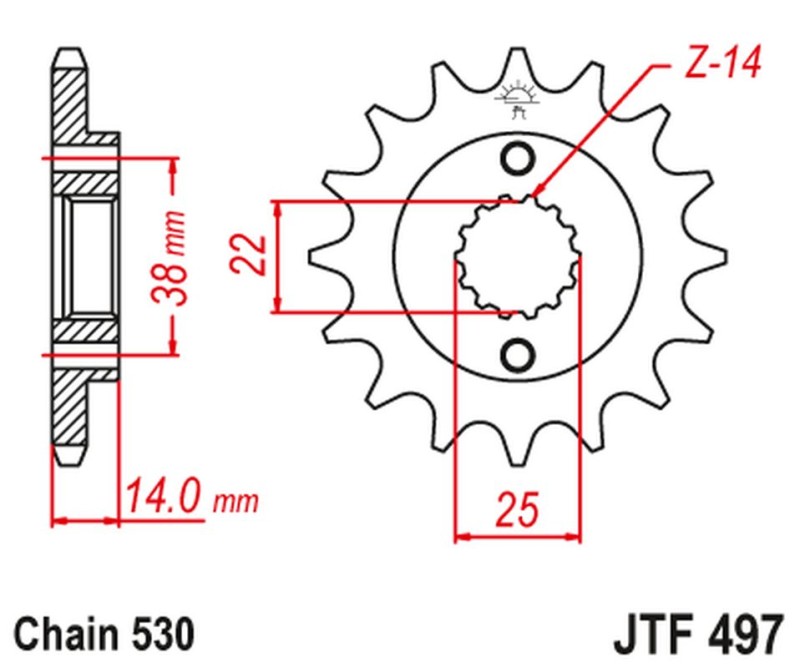 JT ZĘBATKA PRZEDNIA 497 15 DUCATI 750 F1 '87-88 (49715JT) (ŁAŃC. 530) NA ZAMÓWIENIE (1)