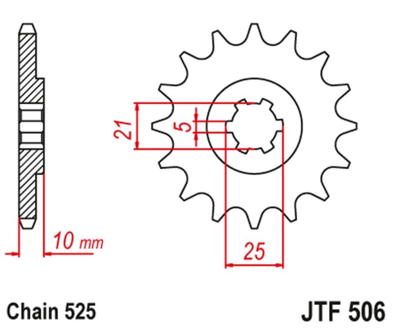 JT ZĘBATKA PRZEDNIA 506 14 KAWASAKI S1 250 '73-75' KH 250 '75-82' (50614JT) (ŁAŃC. 525) NA ZAMÓWIENIE (1)
