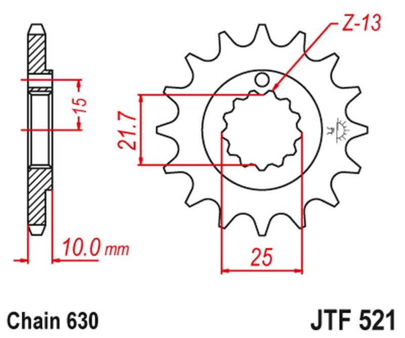 JT ZĘBATKA PRZEDNIA 518 15 KAWASAKI Z 900 A4 '76', Z 1000 '77-80' (51815JT) (ŁAŃC. 630) (1)