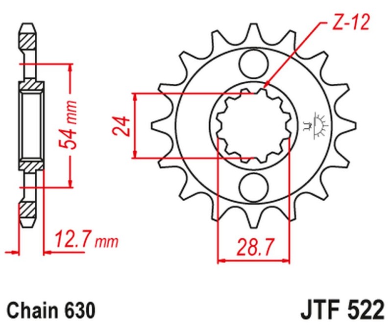 JT ZĘBATKA PRZEDNIA 522 14 KAWASAKI Z 1000 '81-83', GPZ 1100 '81-82' Z 1100 '84-86' (52214JT) (ŁAŃC. 630) NA ZAMÓWIENIE (1)