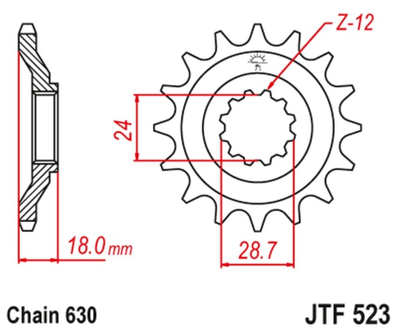 JT ZĘBATKA PRZEDNIA 524 15 KAWASAKI GPZ 1100 '83-85' (52415JT) (ŁAŃC. 630) (1)