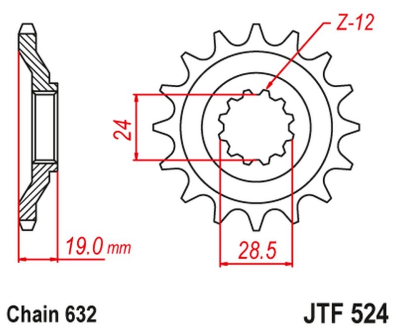 JT ZĘBATKA PRZEDNIA 527 15 KAWASAKI GPZ 1000 '86-89' (52715JT) (ŁAŃC. 632) NA ZAMÓWIENIE (1)