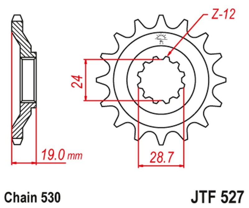 JT ZĘBATKA PRZEDNIA 532 17 KAWASAKI ZX10 '88-90' (ZX 1000 B1-B3) (53217JT) (ŁAŃC. 530) (1)