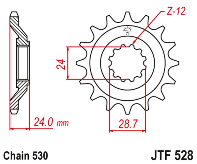 JT ZĘBATKA PRZEDNIA 530 17 KAWASAKI ZZ-R 1100 '90-92'(JTF528.17JT) (ŁAŃC. 530) (1)