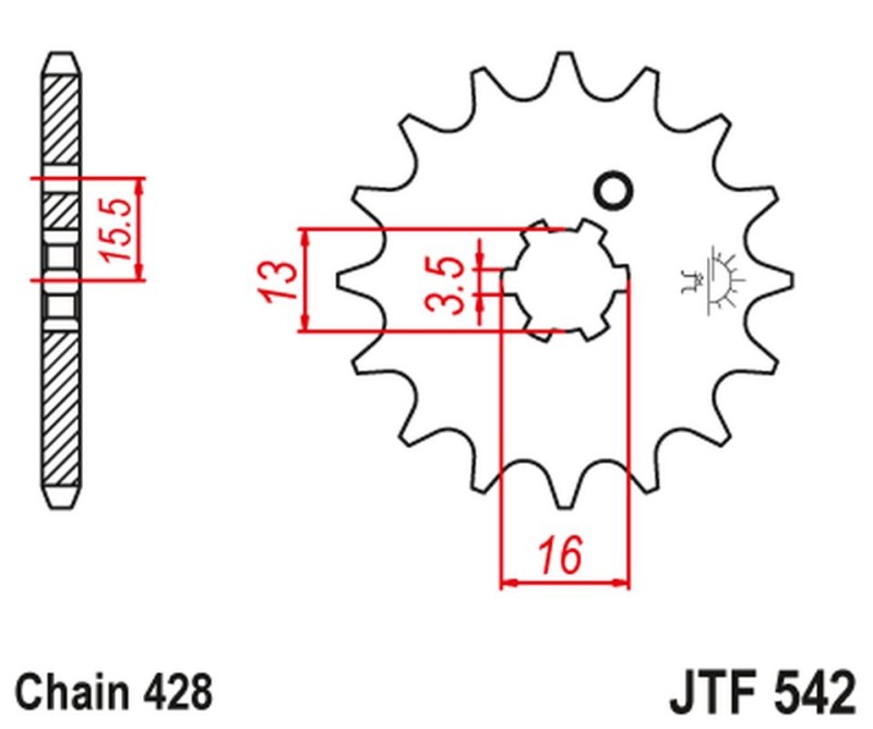 JT ZĘBATKA PRZEDNIA 542 14 YAMAHA DT 80 MX-S '83-84' (54214JT) (ŁAŃC. 428) (1)