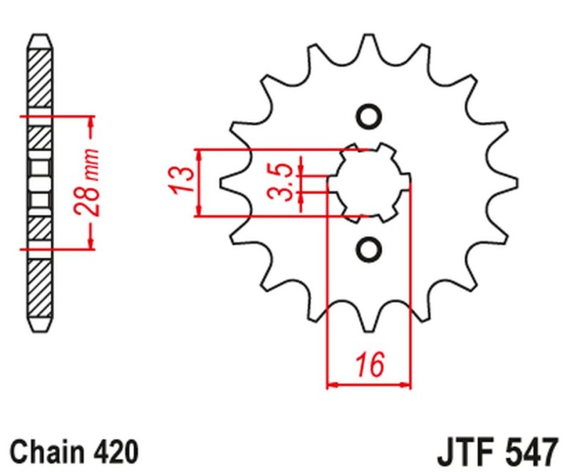 JT ZĘBATKA PRZEDNIA 547 13 YAMAHA RX 80 SE '82' (54713JT) (ŁAŃC. 420) (1)
