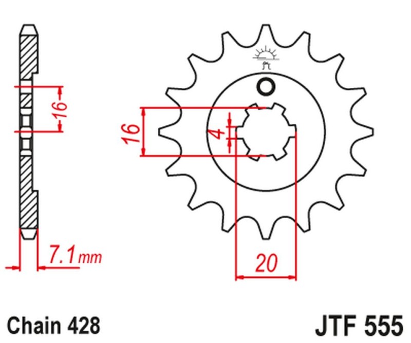 JT ZĘBATKA PRZEDNIA 555 13 YAMAHA DT 80 LC1/LC2 '83-'95, TZR 80 '92-'95 (55513JT) (ŁAŃC. 428) (1)