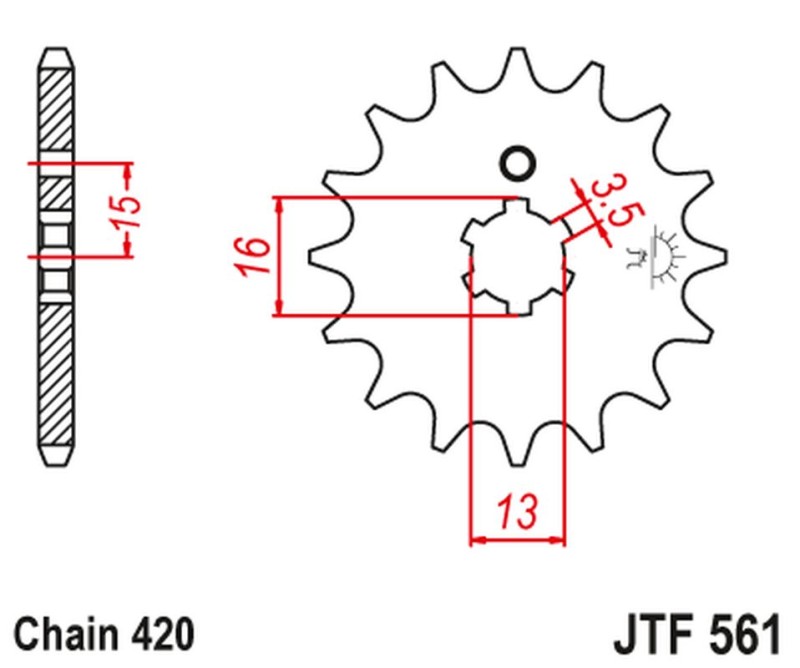 JT ZĘBATKA PRZEDNIA 415 14 YAMAHA RD 80 MX '81-82' (41514JT) (ŁAŃC. 420) (1)
