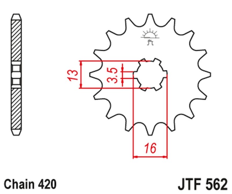 JT ZĘBATKA PRZEDNIA 415 09 KAWASAKI KFX 50 '03-'06, SUZUKI LTA 50 '02-'05, SUZUKI TS 50, YAMAHA DT 50MX (41509JT) (ŁAŃC. 420) (1)