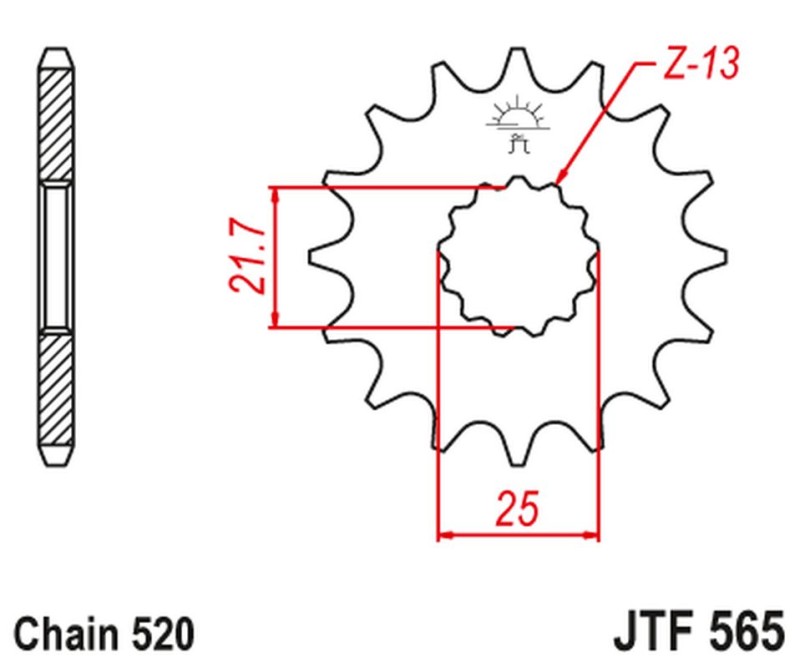 JT ZĘBATKA PRZEDNIA 565 17 SUZUKI GS500E '89-'93 (56517JT) (ŁAŃC. 520) (+1) (1)