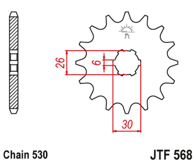 JT ZĘBATKA PRZEDNIA 568 16 YAMAHA XS 650 '75-'81, XS650 SE '78-'83 (56816JT) (ŁAŃC. 530) NA ZAMÓWIENIE (1)
