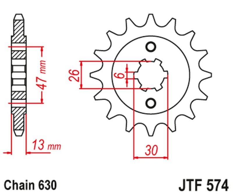 JT ZĘBATKA PRZEDNIA 574 16 YAMAHA XV 1000 '81-82', TR1 '81-85' (57416JT) (ŁAŃC. 630) (1)