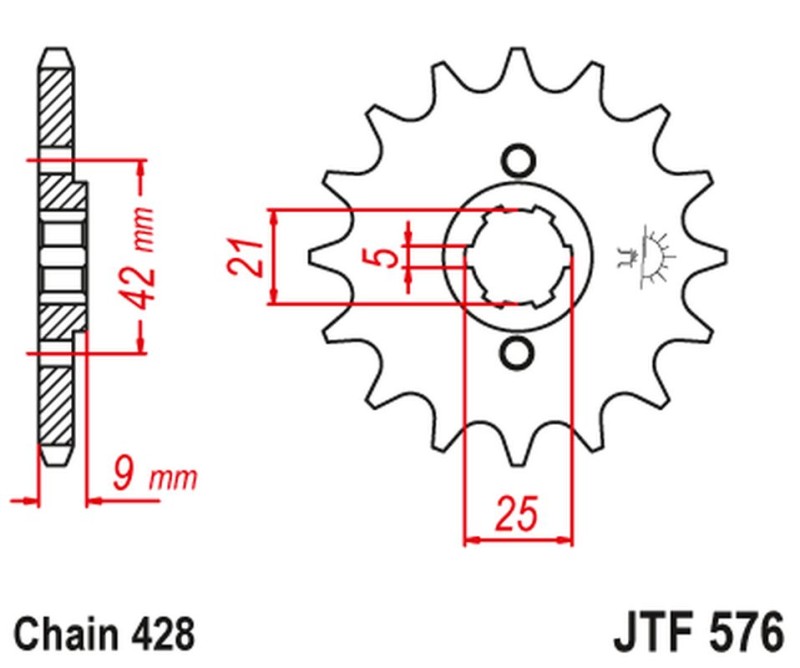 JT ZĘBATKA PRZEDNIA 576 19 YAMAHA XT 350 '85-00' (57619JT) (ŁAŃC. 428) (1)