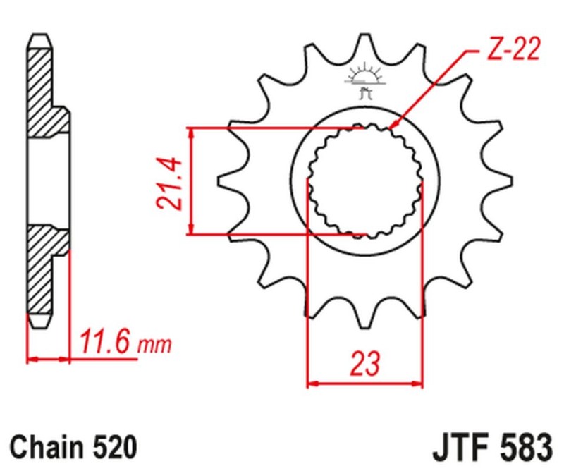 JT ZĘBATKA PRZEDNIA 2051 15 YAMAHA TT 250 '93-04' (205115JT) (ŁAŃC. 520) (1)