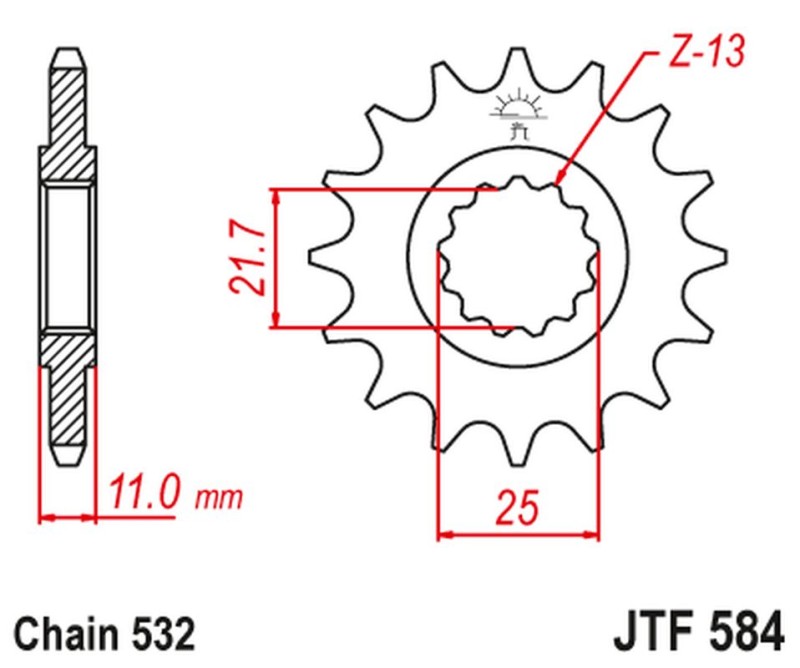 JT ZĘBATKA PRZEDNIA 442 15 YAMAHA R6 '99-'05, FZR 1000 (44215JT) (ŁAŃC. 532) (1)