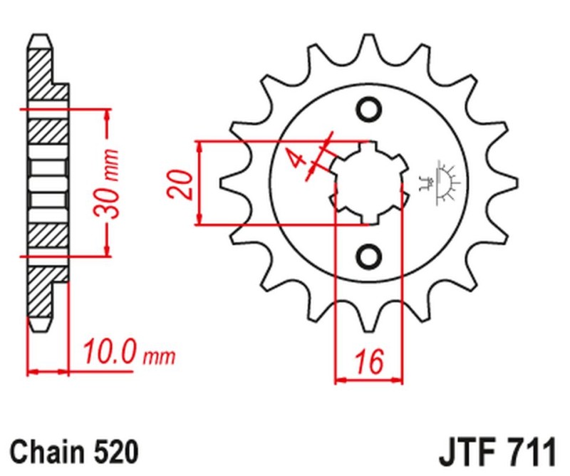 JT ZĘBATKA PRZEDNIA 720 14 CAGIVA 125 W8/FRECCIA/PLANET/MITO/RAPROR '85-10' (72014JT) (ŁAŃC.520) (1)