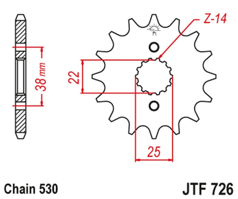 JT ZĘBATKA PRZEDNIA 728 15 CAGIVA 750 ELEFANT/INDIANA (72815JT) (ŁAŃC. 530)NA ZAMÓWIENIE (1)