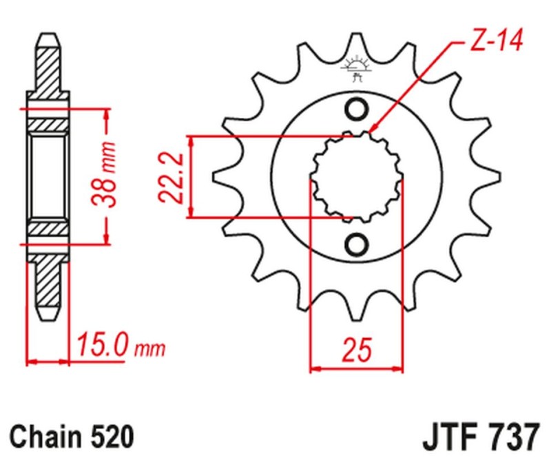 JT ZĘBATKA PRZEDNIA 7001 14 DUCATI 907 PASO SPORTS '90-'93 (700114JT) (ŁAŃC. 520) (1)