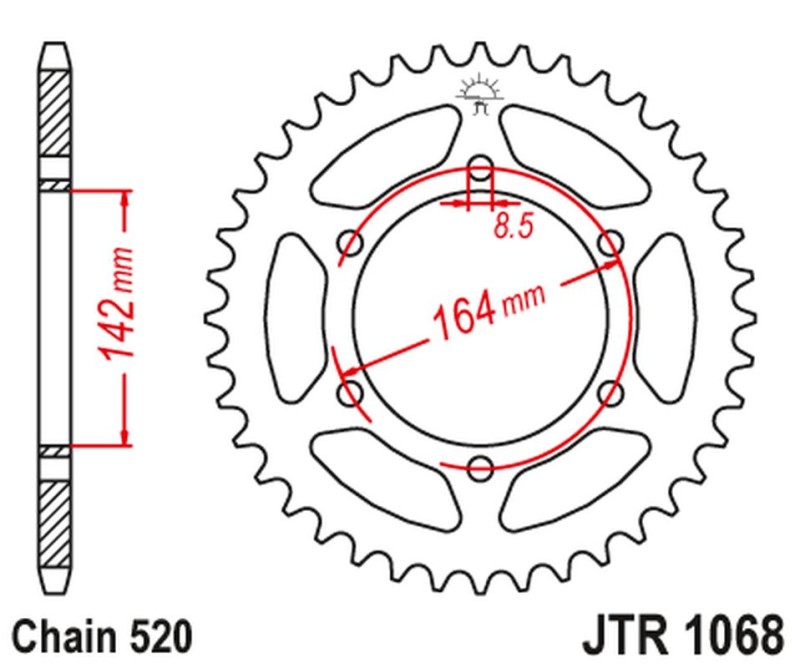 JT ZĘBATKA TYLNA 4538 46 HYOSUNG GT 250 '04-15' (453846JT) (ŁAŃC. 520) (1)
