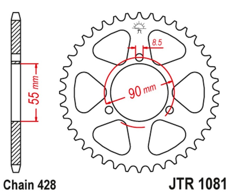 JT ZĘBATKA TYLNA 4612 46 RIEJU 125 RS2 NAKED/MATRIX/PRO '06-10'(461246JT) (ŁAŃC.428) (1)