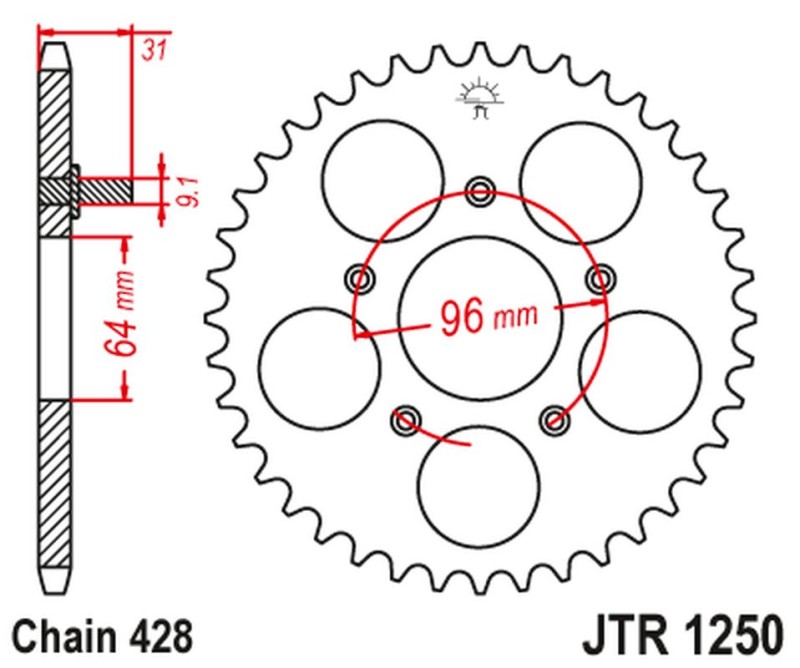 JT ZĘBATKA TYLNA JTR1250 48 HONDA NX 125 '89-90' (JTR1250.48)*(ŁANC428) (1)