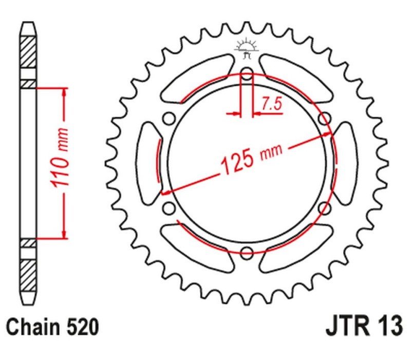 JT ZĘBATKA TYLNA 1514 44 CAGIVA 125 FRECCIA '88-'89, BLUES '87-'95 (151444JT) (ŁAŃC. 520) NA ZAMÓWIENIE (1)
