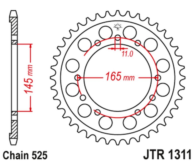 JT ZĘBATKA TYLNA 4367 43 HONDA NTV 650 BRO'S '88-91', NT/NTV/VFR 400 '87-91' (436743JT) (ŁAŃC.525) (1)