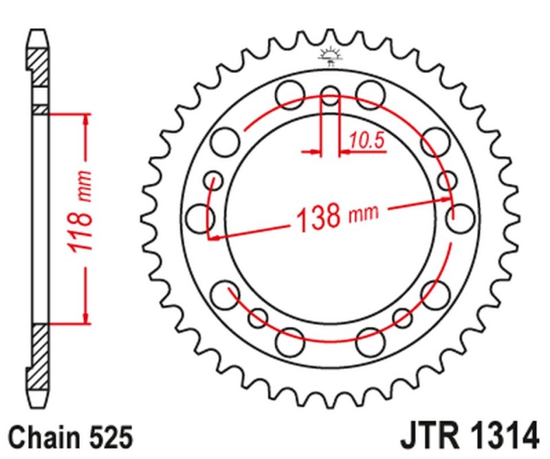 JT ZĘBATKA TYLNA 4343 39 HONDA CBR 400 (NC29) (434339JT) (ŁAŃC.525)NA ZAMÓWIENIE (1)