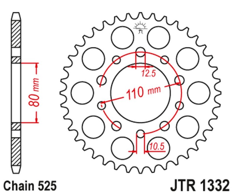 JT ZĘBATKA TYLNA 4350 45 HONDA VT 600C SHADOW '90-'07, XRV 750 AFRICA TWIN '93-'03 (435045JT) (ŁAŃC. 525) (1)