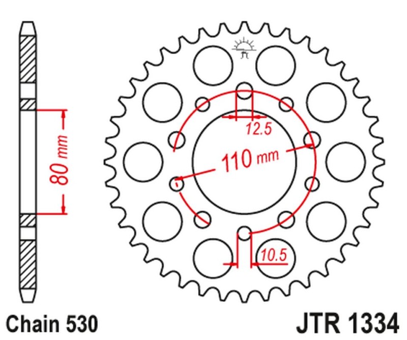 JT ZĘBATKA TYLNA 334 47 HONDA CB 750F '80-'82 (33447JT) (ŁAŃC. 530) (1)