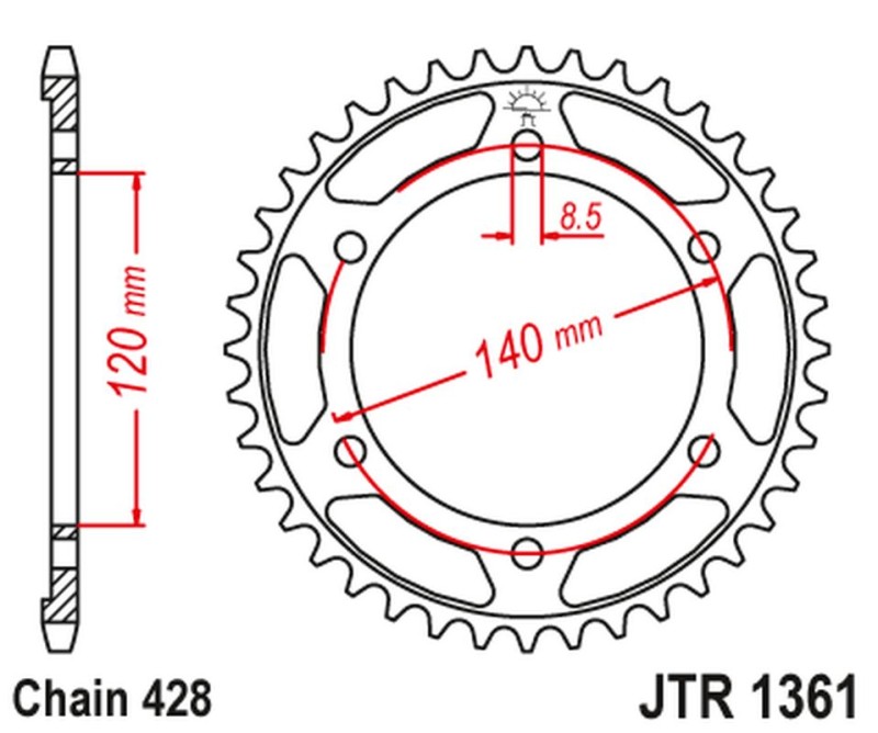 JT ZĘBATKA TYLNA 260 50 HONDA XLR 250 BAJA '88-94' (26050JT) (ŁAŃC428) (1)