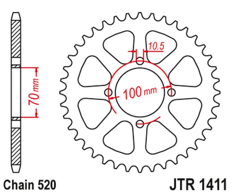 JT ZĘBATKA TYLNA 4465 50 KAWASAKI KLT 200/250 '82-85' (446550JT) (ŁAŃC.520) NA ZAMÓWIENIE (1)