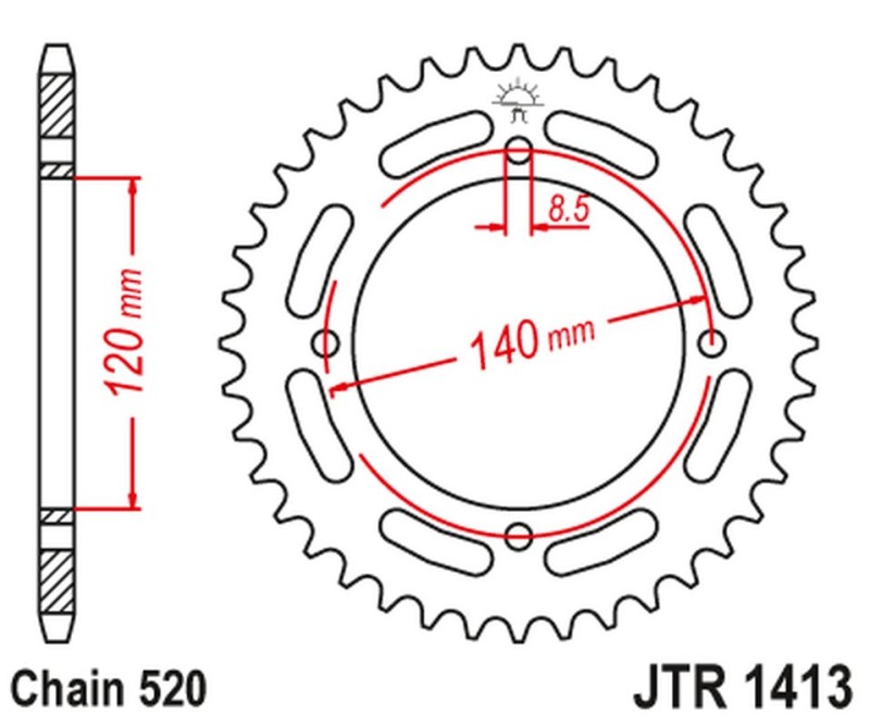 JT ZĘBATKA TYLNA 4354 39 KAWASAKI KXF A TECATE '87-88' (ATV) (435439JT) (ŁAŃC.520) NA ZAMÓWIENIE (1)