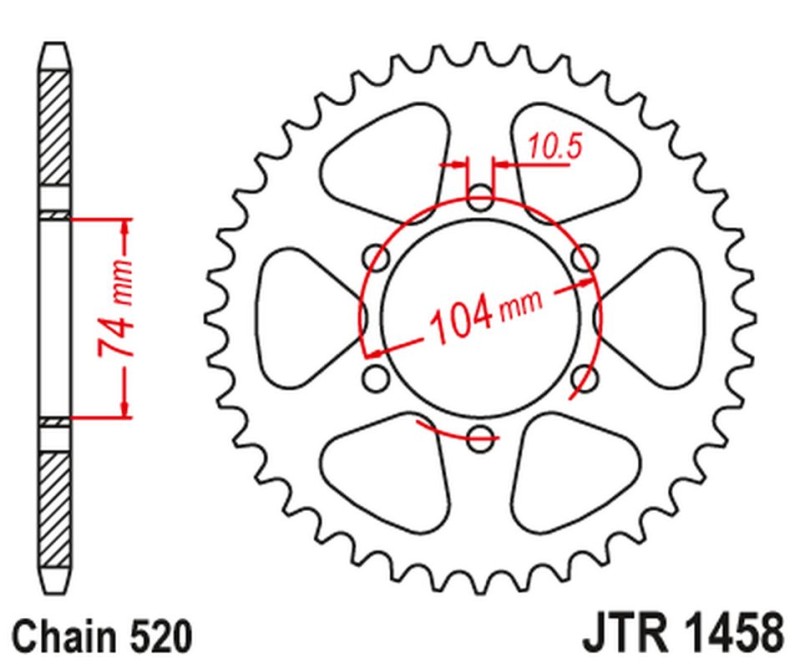JT ZĘBATKA TYLNA 475 40 KAWASAKI KL 250 '77-78', KE 250 '77-79' (47540JT) (ŁAŃC520) (1)