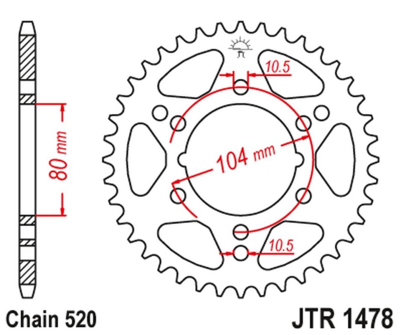 JT ZĘBATKA TYLNA 4578 34 POLARIS 250 CYCLONE/TRAIL BLAZER (457834JT) (MOŻNA STOSOWAĆ ZAMIAST 478 36 JTR478.34) (ŁAŃC. 520) (1)