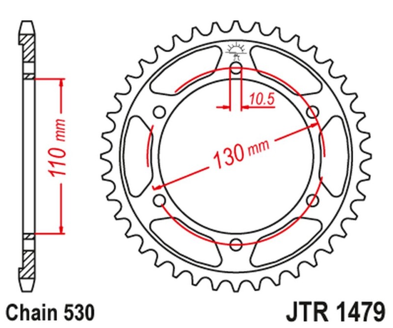 JT ZĘBATKA TYLNA 241 45 YAMAHA YZF-R1 1000 '09-14' (24145JT) (ŁAŃC.530) (CZARNA) (1)