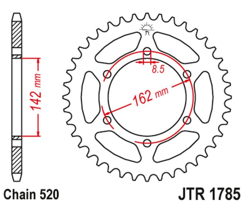 JT ZĘBATKA TYLNA SUZUKI PE 175 '80-84' (ŁAŃC.520) (1)