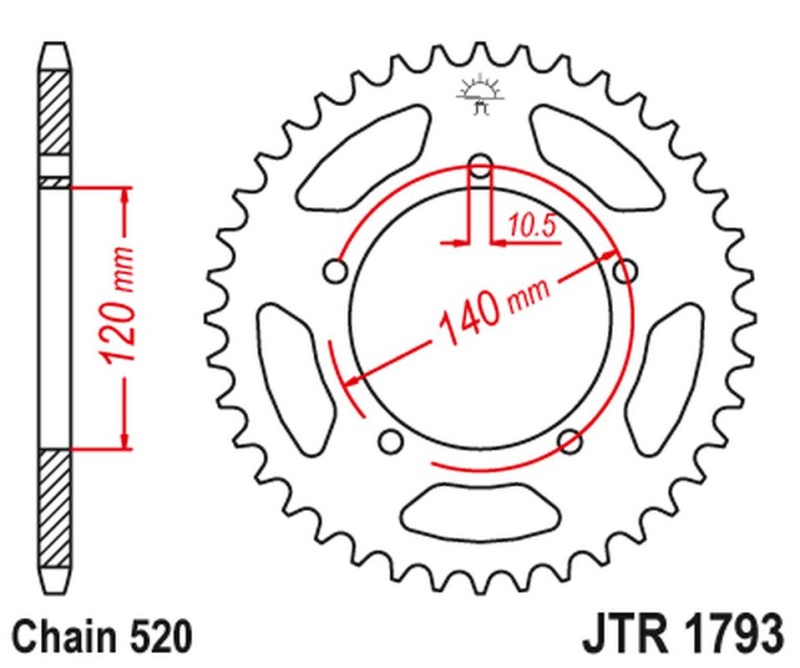JT ZĘBATKA TYLNA 4397 42 TRIUMPH 865 BONEVILLE/THRUXTON '15-'16, SCRAMBLER '16-'17 (439742JT) (ŁAŃC. 520) (1)