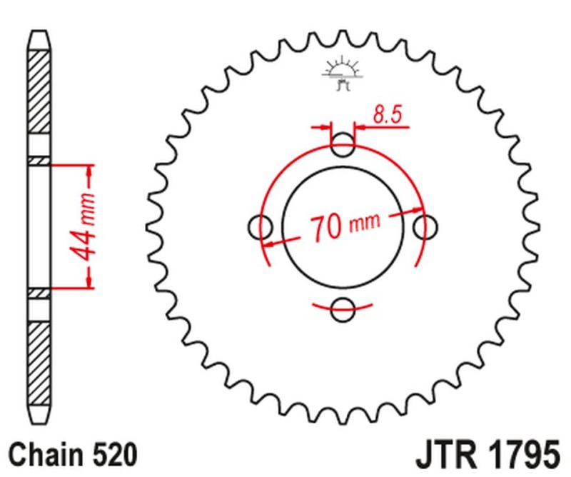 JT ZĘBATKA TYLNA 4493 24 SUZUKI LT80 QUADSPORT '89-'06 (449324JT) (ŁAŃC. 520) (1)