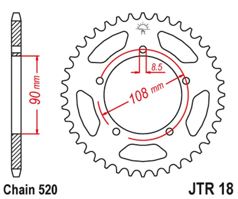 JT ZĘBATKA TYLNA 1515 43 MUZ 660 SCORPION '95-02', APRILIA 125 TUAREG '87' (151543JT) (ŁAŃC.520) (1)