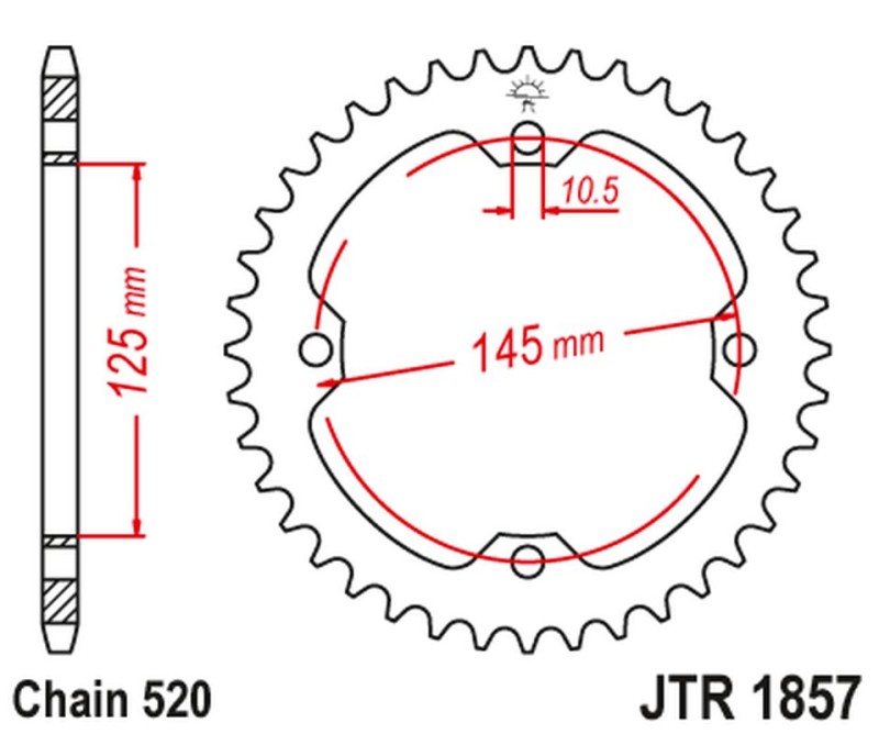 JT ZĘBATKA TYLNA 4588 45 YAMAHA YFZ 450R '09-19, YFM 250/350/450/700 RAPTOR (458845JT) (ŁAŃC. 520) - MOŻE ZASTĄPIĆ 85742JT (1)