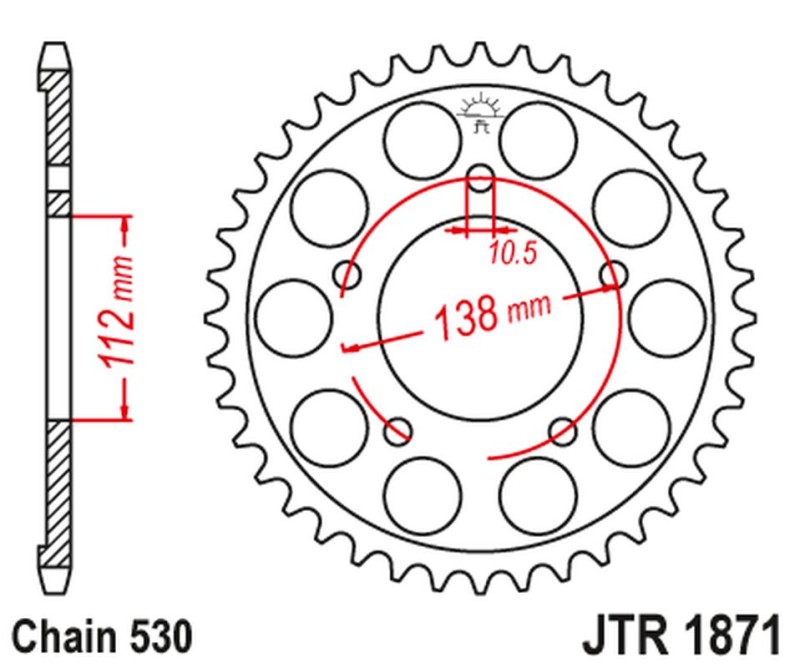JT ZĘBATKA TYLNA 4448 48 YAMAHA R6 '99-'02 (444848JT) (ŁAŃC. 530) CZARNA (1)