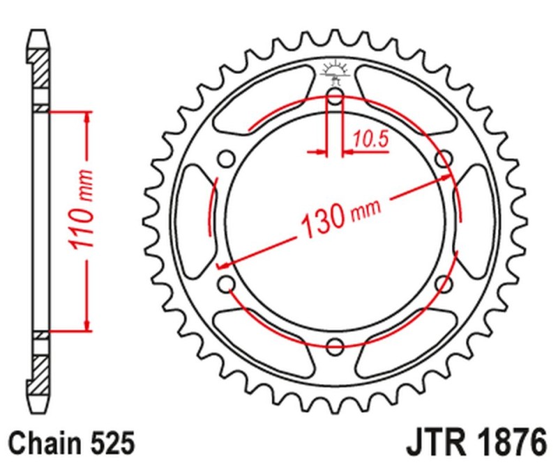 JT ZĘBATKA TYLNA 4385 45 SUZUKI GSXR 750 '11-'19, YAMAHA MT-09 '14-'20, R6 '06'-20 (438545JT) (ŁAŃC. 525) CZARNA (ORYG) (1)