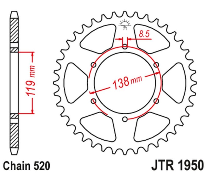 JT ZĘBATKA TYLNA 213 48 HUSABERG FC/FE/MX 350/400/499/501/600 '92-99' (21348JT) (ŁAŃC520) (1)