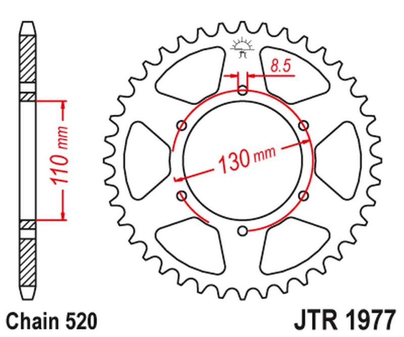 JT ZĘBATKA TYLNA HONDA XR 200 '80-81', XL 250 '76-77' (ŁAŃC520) (1)
